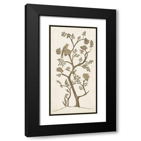 Custom Sepia Chinoiserie II Black Modern Wood Framed Art Print with Double Matting by Zarris, Chariklia