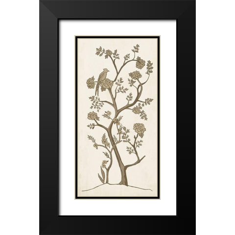 Custom Sepia Chinoiserie II Black Modern Wood Framed Art Print with Double Matting by Zarris, Chariklia