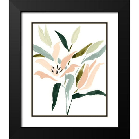 Lily Abstracted II Black Modern Wood Framed Art Print with Double Matting by Barnes, Victoria