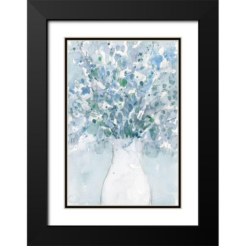 Powder Blue Arrangement in Vase II Black Modern Wood Framed Art Print with Double Matting by Dixon, Samuel