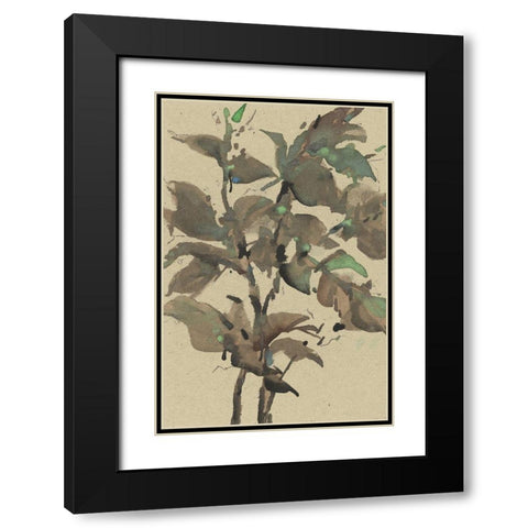 Leaves on Taupe I Black Modern Wood Framed Art Print with Double Matting by Dixon, Samuel