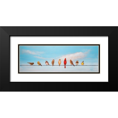 Sweet Birds on a Wire I Black Modern Wood Framed Art Print with Double Matting by Iafrate, Sandra
