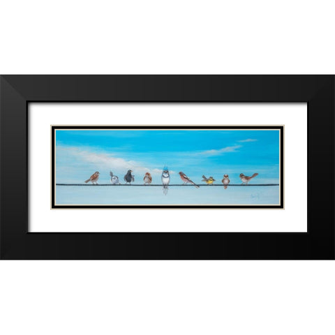 Sweet Birds on a Wire II Black Modern Wood Framed Art Print with Double Matting by Iafrate, Sandra