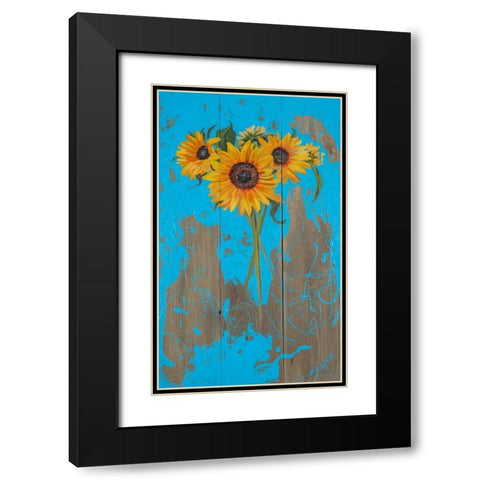 Sunflowers on Barnwood I Black Modern Wood Framed Art Print with Double Matting by Iafrate, Sandra