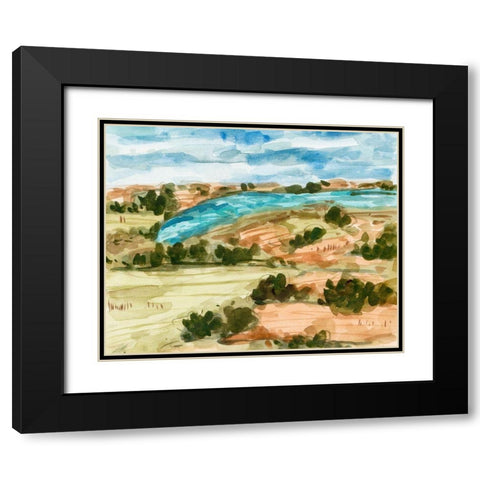 Sunset Village I Black Modern Wood Framed Art Print with Double Matting by Wang, Melissa