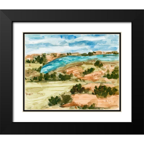 Sunset Village I Black Modern Wood Framed Art Print with Double Matting by Wang, Melissa