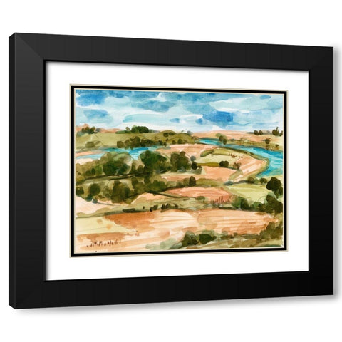 Sunset Village II Black Modern Wood Framed Art Print with Double Matting by Wang, Melissa