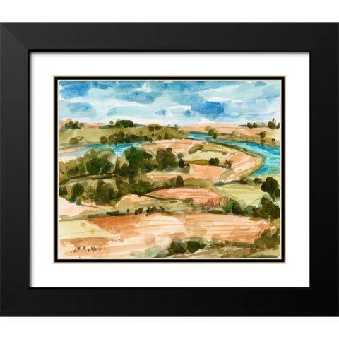 Sunset Village II Black Modern Wood Framed Art Print with Double Matting by Wang, Melissa