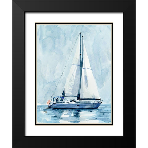Lone Sailboat II Black Modern Wood Framed Art Print with Double Matting by Caroline, Emma