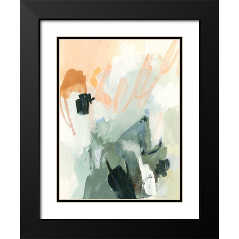 Moss and Peach I Black Modern Wood Framed Art Print with Double Matting by Barnes, Victoria