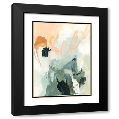 Moss and Peach I Black Modern Wood Framed Art Print with Double Matting by Barnes, Victoria