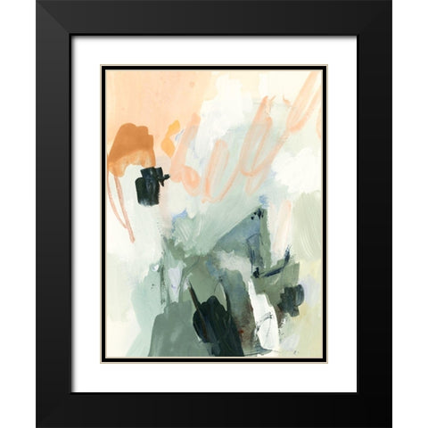 Moss and Peach I Black Modern Wood Framed Art Print with Double Matting by Barnes, Victoria