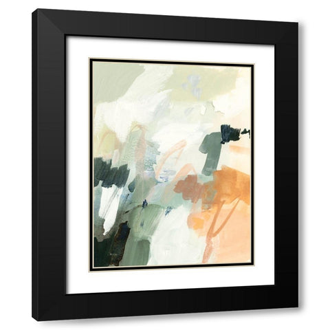 Moss and Peach II Black Modern Wood Framed Art Print with Double Matting by Barnes, Victoria