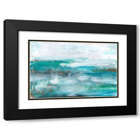 Aqua Sea II Black Modern Wood Framed Art Print with Double Matting by Bramma, Lila