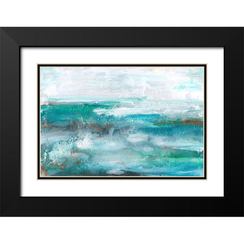 Aqua Sea II Black Modern Wood Framed Art Print with Double Matting by Bramma, Lila