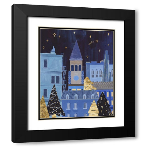 Holiday Night II Black Modern Wood Framed Art Print with Double Matting by Wang, Melissa