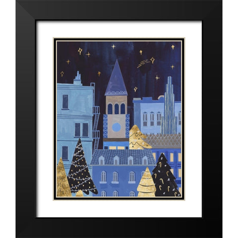 Holiday Night II Black Modern Wood Framed Art Print with Double Matting by Wang, Melissa