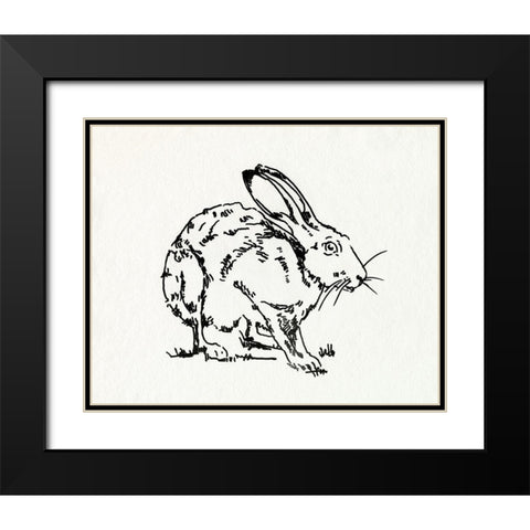 Resting Hare II Black Modern Wood Framed Art Print with Double Matting by Caroline, Emma