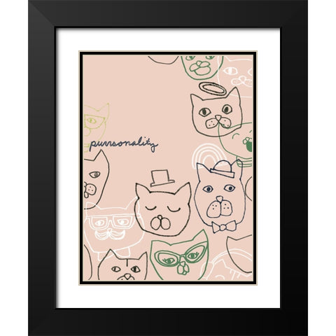 Cattitude II Black Modern Wood Framed Art Print with Double Matting by Vess, June Erica