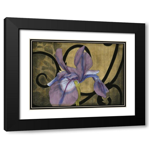 Iris and Scrolls I Black Modern Wood Framed Art Print with Double Matting by Goldberger, Jennifer