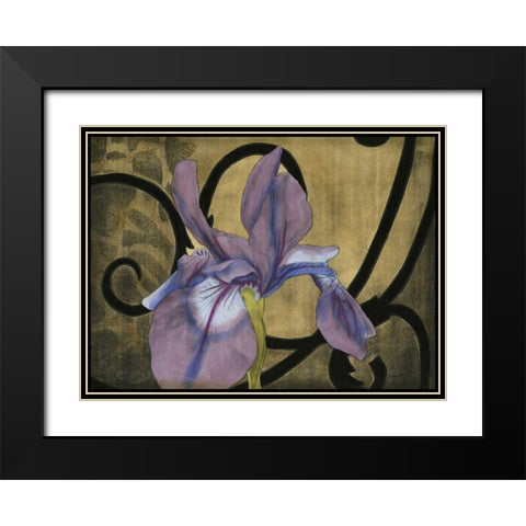 Iris and Scrolls I Black Modern Wood Framed Art Print with Double Matting by Goldberger, Jennifer