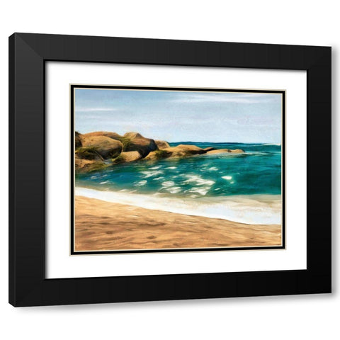 Ocean Rocks II Black Modern Wood Framed Art Print with Double Matting by Saunders, Alonzo