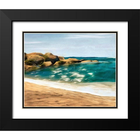 Ocean Rocks II Black Modern Wood Framed Art Print with Double Matting by Saunders, Alonzo