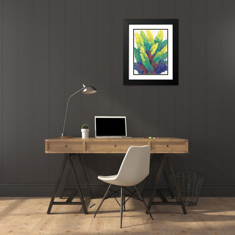 Sunlit Banana Leaves I Black Modern Wood Framed Art Print with Double Matting by OToole, Tim
