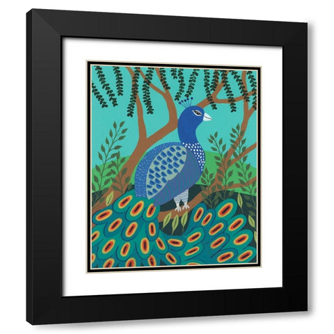 Dandy Peacock I Black Modern Wood Framed Art Print with Double Matting by Moore, Regina