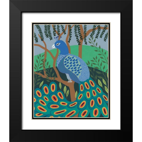 Dandy Peacock II Black Modern Wood Framed Art Print with Double Matting by Moore, Regina
