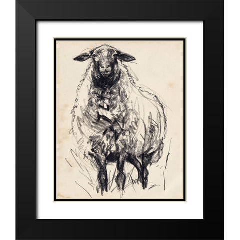 Charcoal Sheep I Black Modern Wood Framed Art Print with Double Matting by Parker, Jennifer Paxton