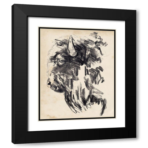 Bison Head Gesture II Black Modern Wood Framed Art Print with Double Matting by Parker, Jennifer Paxton