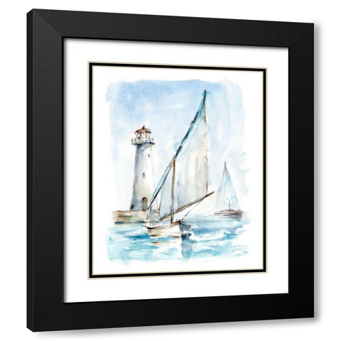 Sailing into the Harbor II Black Modern Wood Framed Art Print with Double Matting by Harper, Ethan