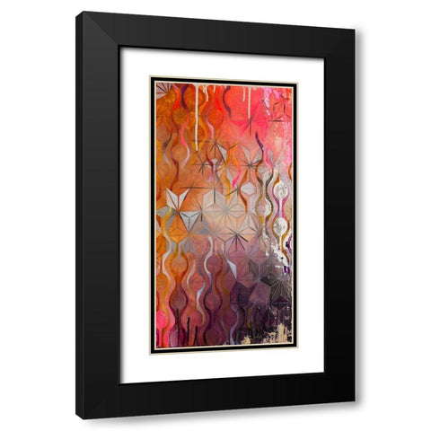 Asanoha II Black Modern Wood Framed Art Print with Double Matting by Robinson, Heather
