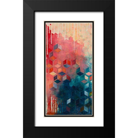 Split Asanoha I Black Modern Wood Framed Art Print with Double Matting by Robinson, Heather