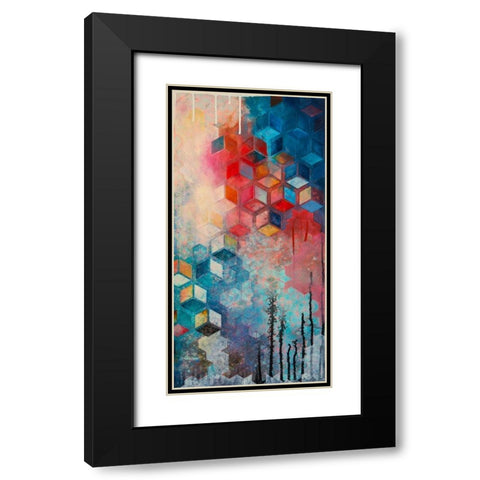 Split Asanoha II Black Modern Wood Framed Art Print with Double Matting by Robinson, Heather