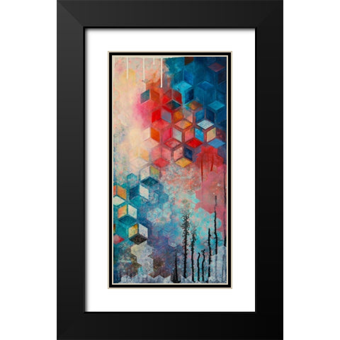 Split Asanoha II Black Modern Wood Framed Art Print with Double Matting by Robinson, Heather
