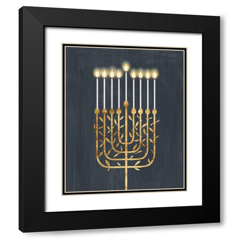 Golden Hanukkah I Black Modern Wood Framed Art Print with Double Matting by Popp, Grace