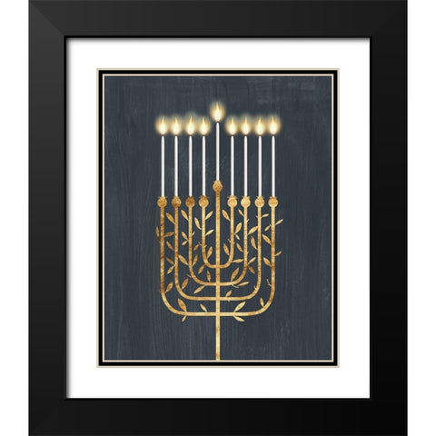 Golden Hanukkah I Black Modern Wood Framed Art Print with Double Matting by Popp, Grace