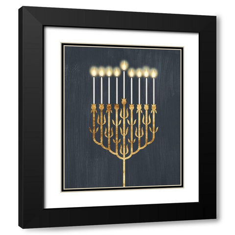 Golden Hanukkah II Black Modern Wood Framed Art Print with Double Matting by Popp, Grace