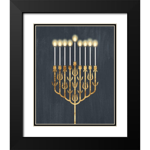 Golden Hanukkah II Black Modern Wood Framed Art Print with Double Matting by Popp, Grace