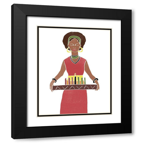 Kwanzaa Celebration II Black Modern Wood Framed Art Print with Double Matting by Vess, June Erica