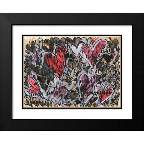 Watermelon Heart Black Modern Wood Framed Art Print with Double Matting by Arbel, Lori