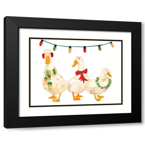Merry Quackmas II Black Modern Wood Framed Art Print with Double Matting by Vess, June Erica