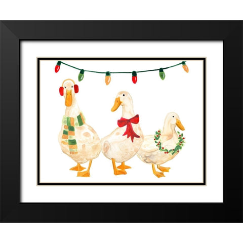 Merry Quackmas II Black Modern Wood Framed Art Print with Double Matting by Vess, June Erica
