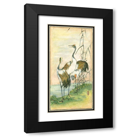 Custom Oriental Cranes I Black Modern Wood Framed Art Print with Double Matting by Vision Studio