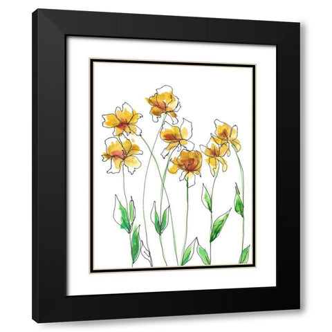 Amber Tulips I Black Modern Wood Framed Art Print with Double Matting by Moore, Regina