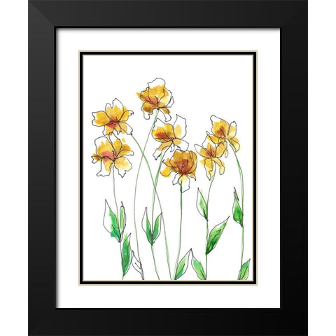 Amber Tulips I Black Modern Wood Framed Art Print with Double Matting by Moore, Regina