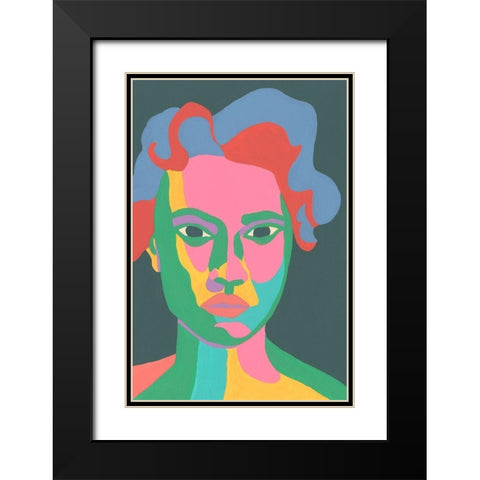 Colorblock Face II Black Modern Wood Framed Art Print with Double Matting by Moore, Regina