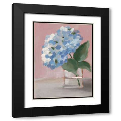 Single Hydrangea I Black Modern Wood Framed Art Print with Double Matting by Moore, Regina